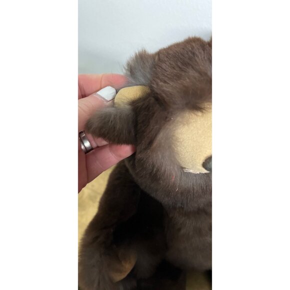 Vintage Handmade Brown Rabbit Fur & Suede Teddy Bear One Of A Kind Jointed 12″ - Picture 5 of 6